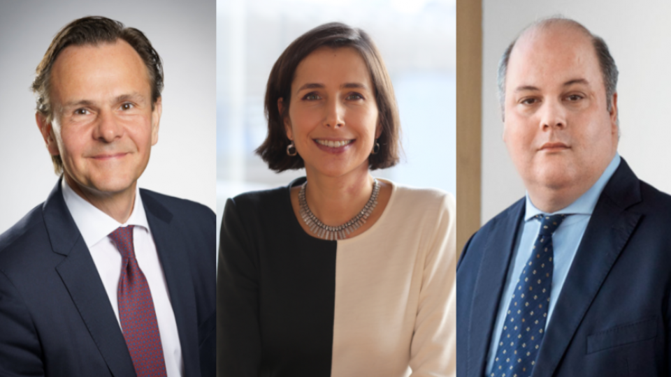 De CIO’s van DWS, Bjorn Jench; Schroders, Johanna Kyrklund, en Amundi, Vincent Mortier..