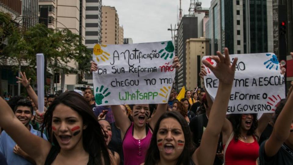 Protest in Rio de Janeiro, Brazilië