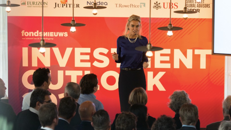 Barbara Baarsma, Rabobank, tijdens Outlook-event